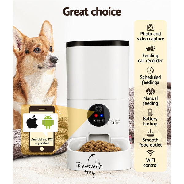 i.Pet Automatic Pet Feeder 6L Wifi Camera Dog Cat Smart Food Dispenser Timer i.Pet