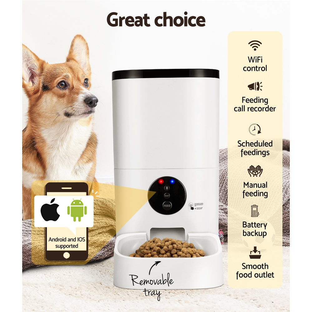 i.Pet Automatic Pet Feeder 6L Wifi Auto Dog Cat Smart Food Dispenser Timer i.Pet