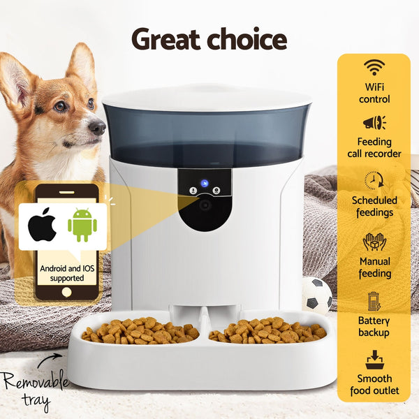 i.Pet Automatic Pet Feeder Dog Cat Camera Wifi Smart Food Dispenser Timer 7L APP i.Pet