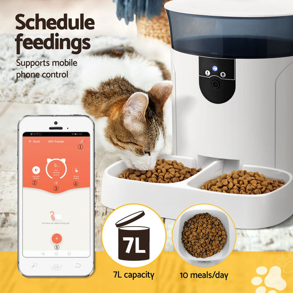 i.Pet Automatic Pet Feeder Dog Cat Camera Wifi Smart Food Dispenser Timer 7L APP i.Pet