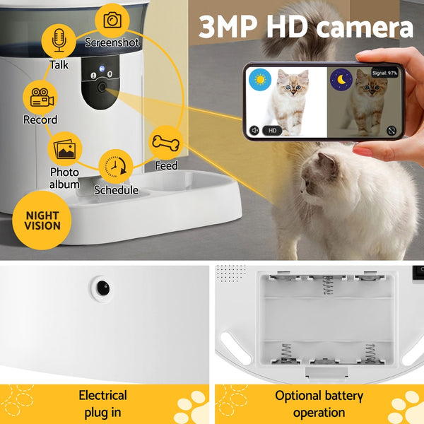 i.Pet Automatic Pet Feeder Dog Cat Camera Wifi Smart Food Dispenser Timer 7L APP i.Pet
