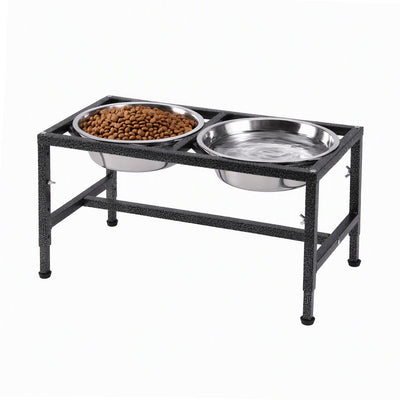 i.Pet Dog Pet Feeder Raised Stand with 2 Stainless Steel Bowls Adjustable Height