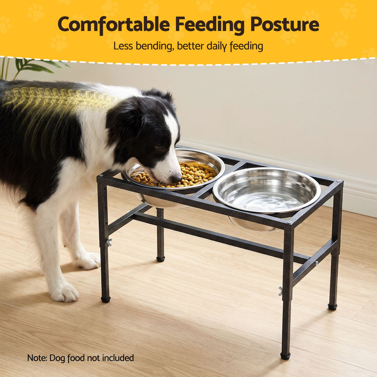 i.Pet Dog Pet Feeder Raised Stand with 2 Stainless Steel Bowls Adjustable Height Awezingly