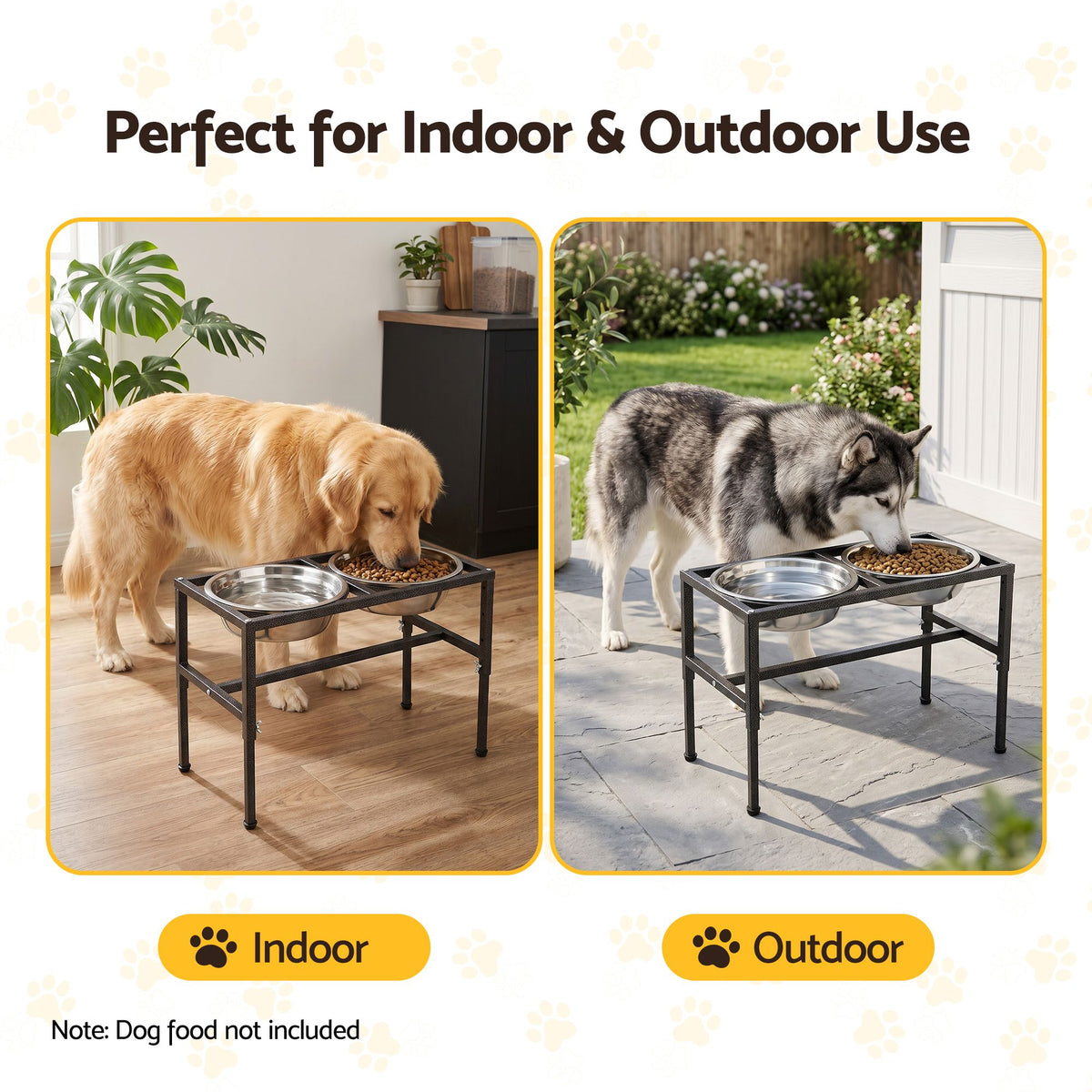 i.Pet Dog Pet Feeder Raised Stand with 2 Stainless Steel Bowls Adjustable Height Awezingly