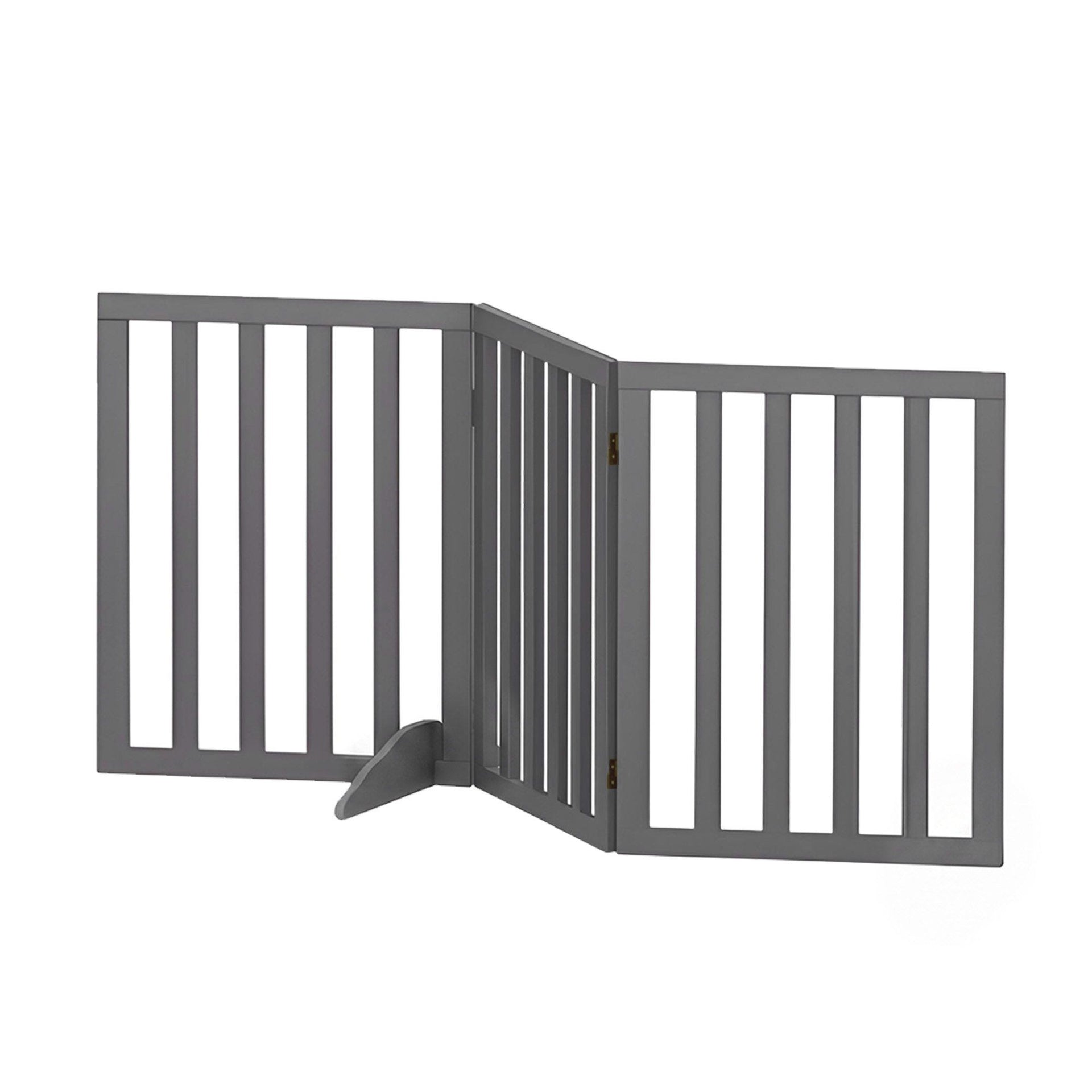 i.Pet Dog Gate Playpen Enclosure 3 Panels Pet Door Fence Wooden Play Pen Stair Awezingly