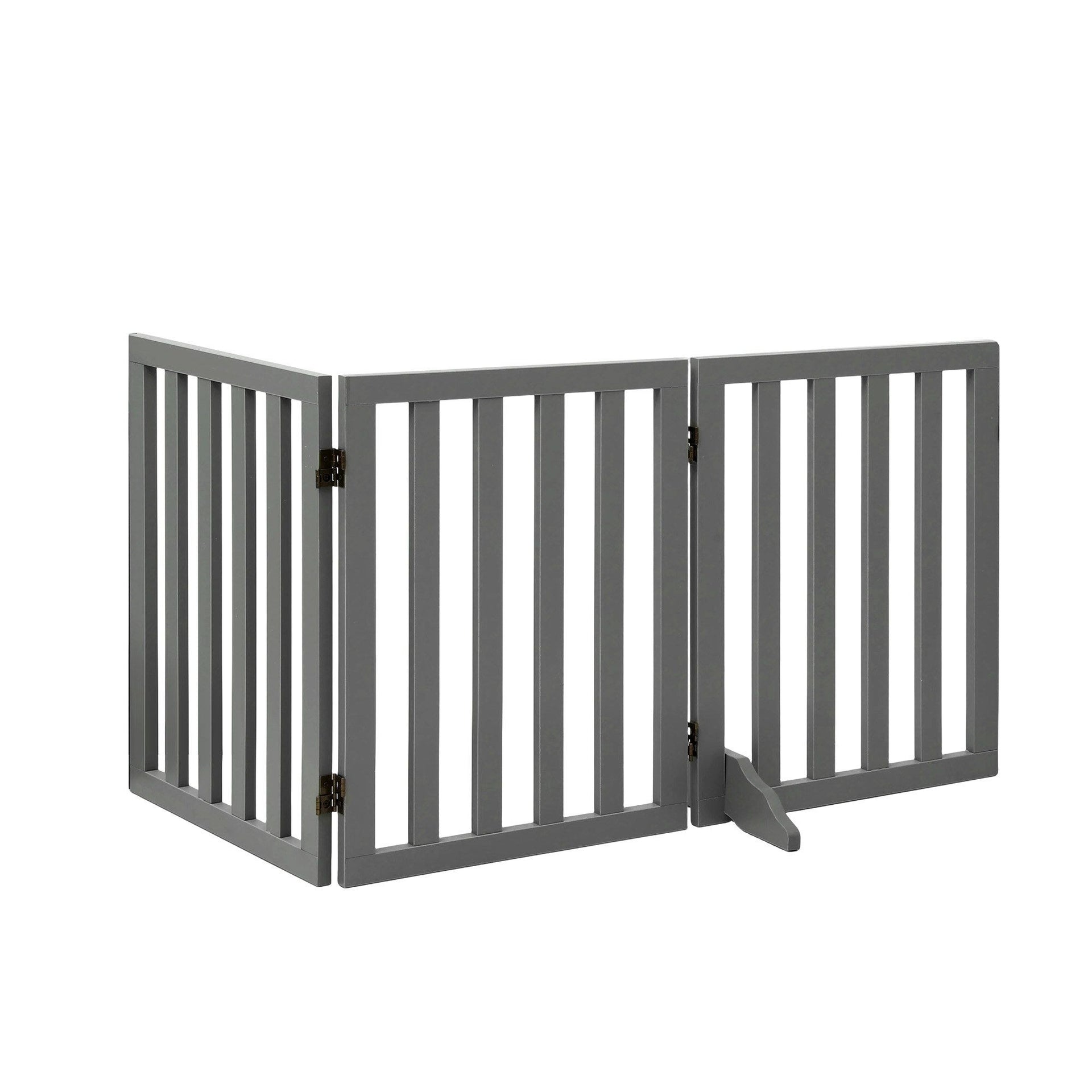 i.Pet Dog Gate Playpen Enclosure 3 Panels Pet Door Fence Wooden Play Pen Stair Awezingly