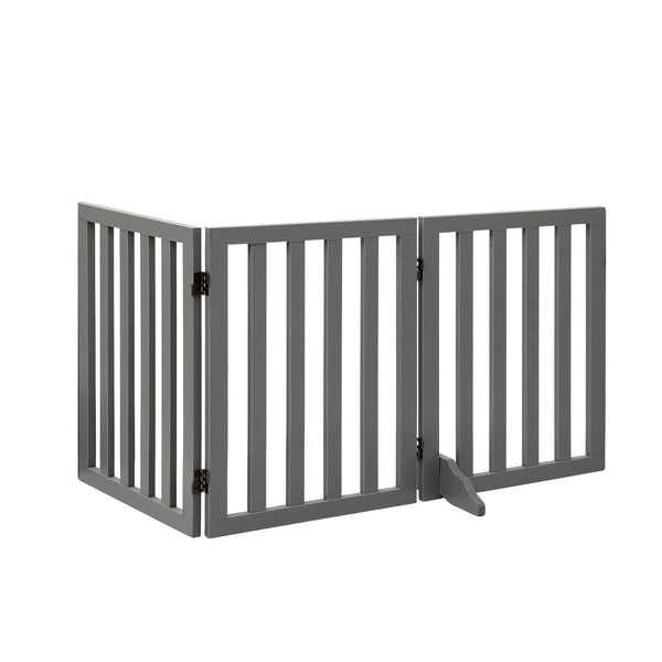 i.Pet Dog Gate Playpen Enclosure 3 Panels Pet Door Fence Wooden Play Pen Stair Awezingly