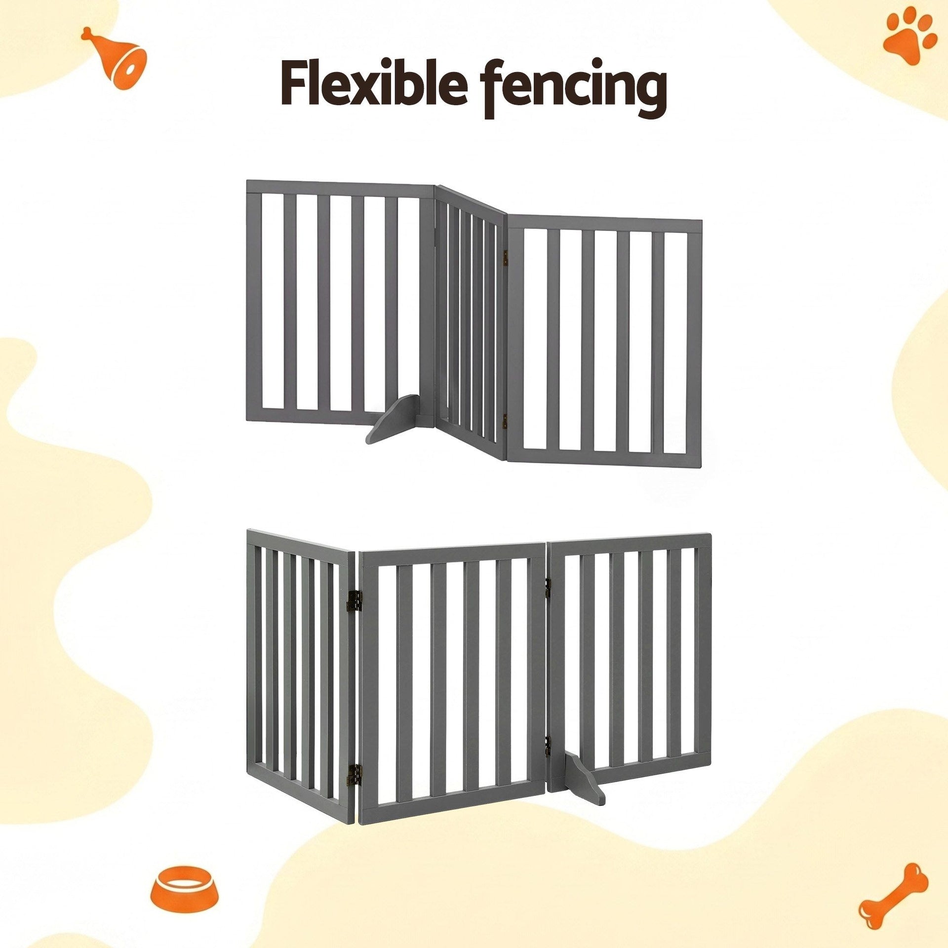 i.Pet Dog Gate Playpen Enclosure 3 Panels Pet Door Fence Wooden Play Pen Stair Awezingly
