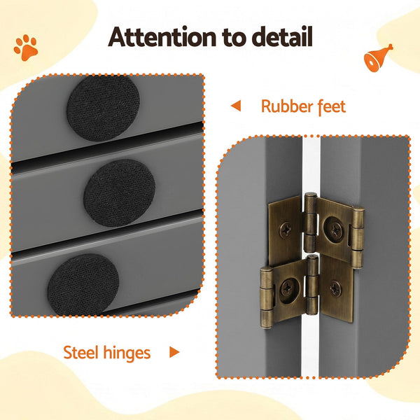 i.Pet Dog Gate Playpen Enclosure 3 Panels Pet Door Fence Wooden Play Pen Stair Awezingly