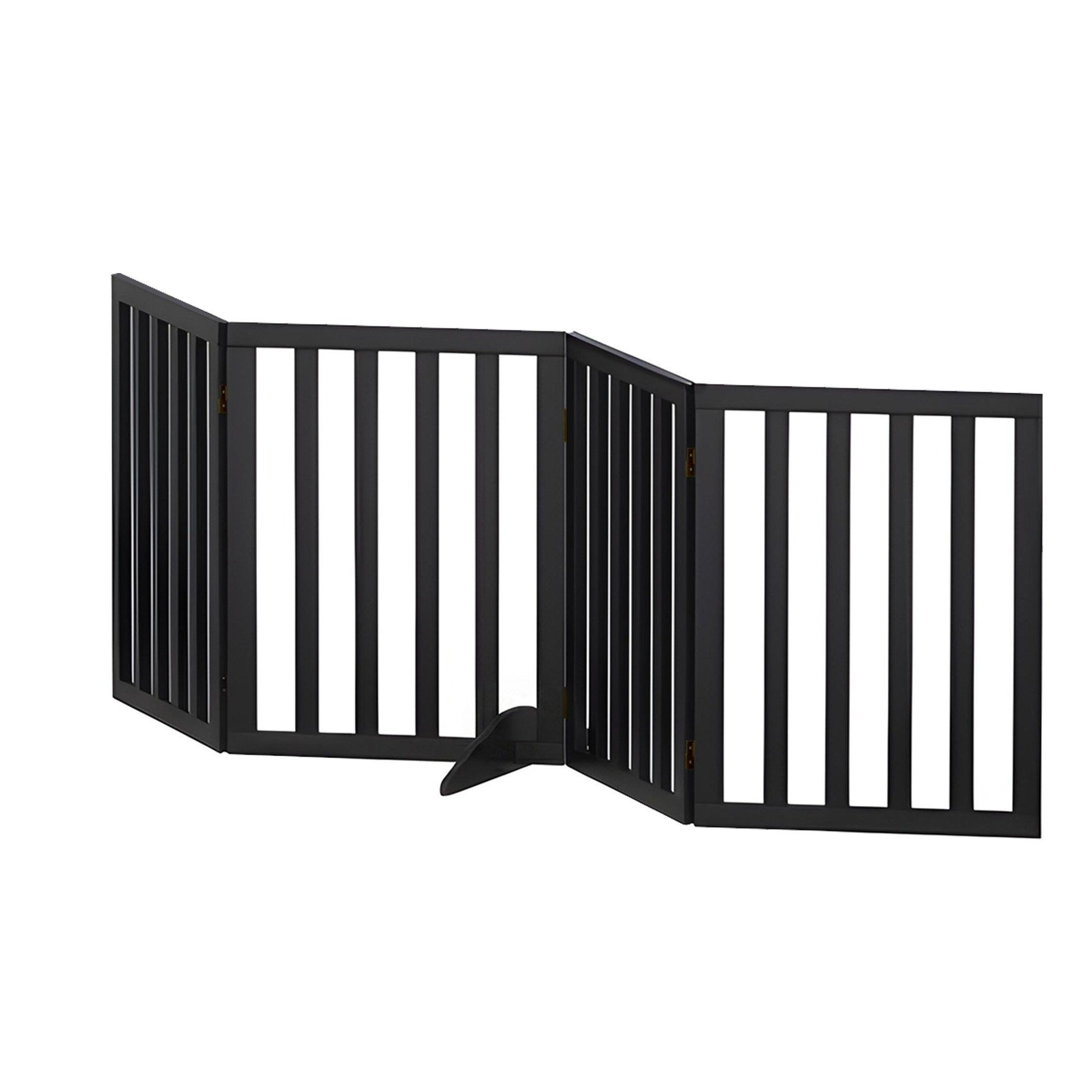 i.Pet Dog Gate Playpen Enclosure 4 Panels Pet Door Fence Wooden Play Pen Stair Awezingly