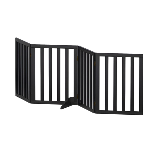 i.Pet Dog Gate Playpen Enclosure 4 Panels Pet Door Fence Wooden Play Pen Stair Awezingly