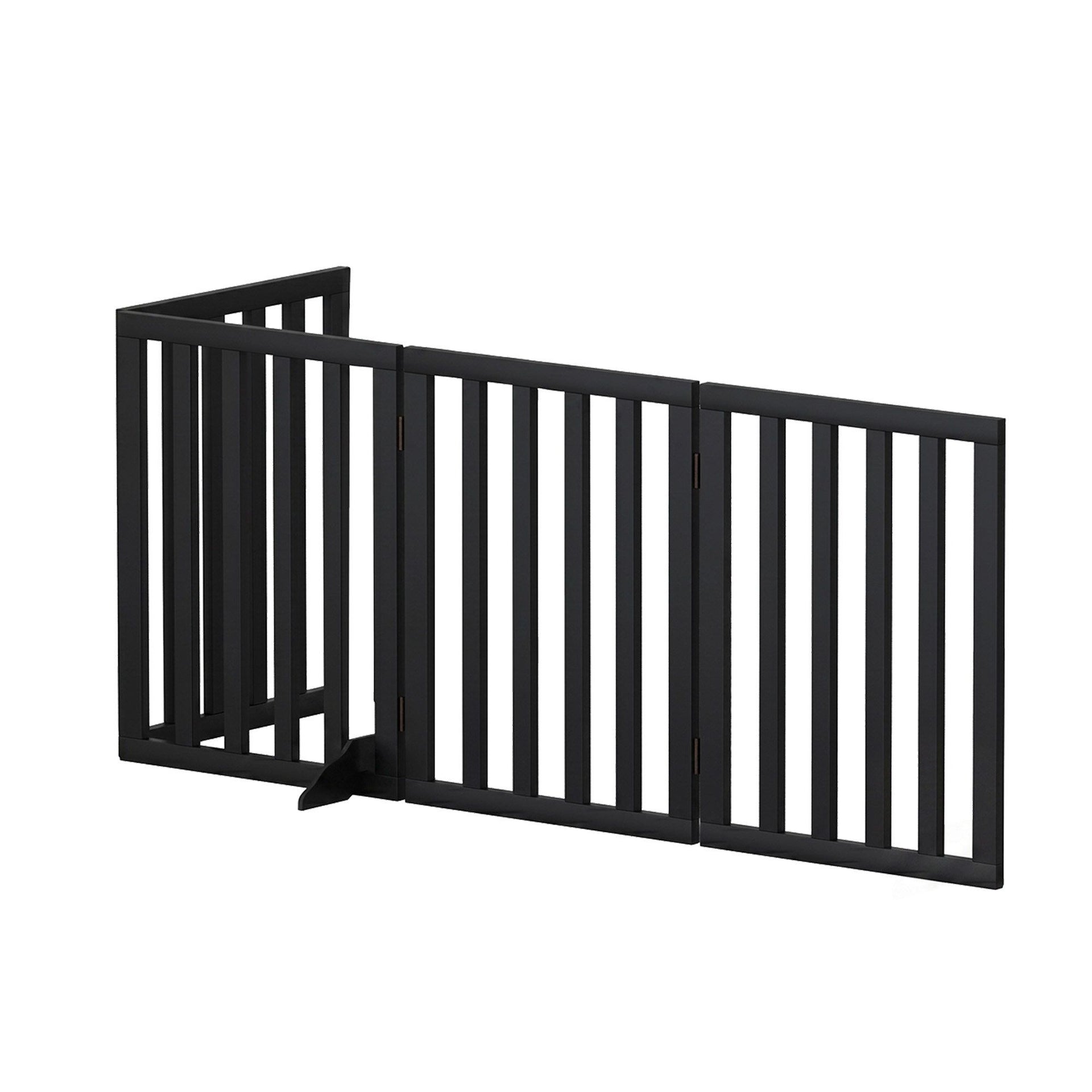 i.Pet Dog Gate Playpen Enclosure 4 Panels Pet Door Fence Wooden Play Pen Stair Awezingly