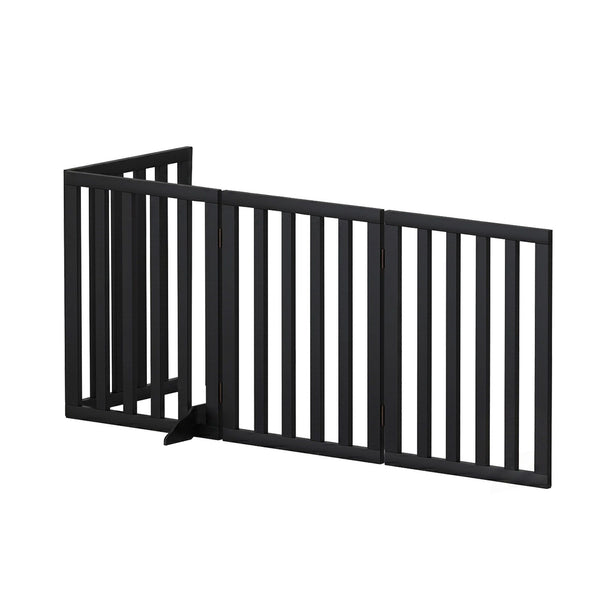 i.Pet Dog Gate Playpen Enclosure 4 Panels Pet Door Fence Wooden Play Pen Stair Awezingly