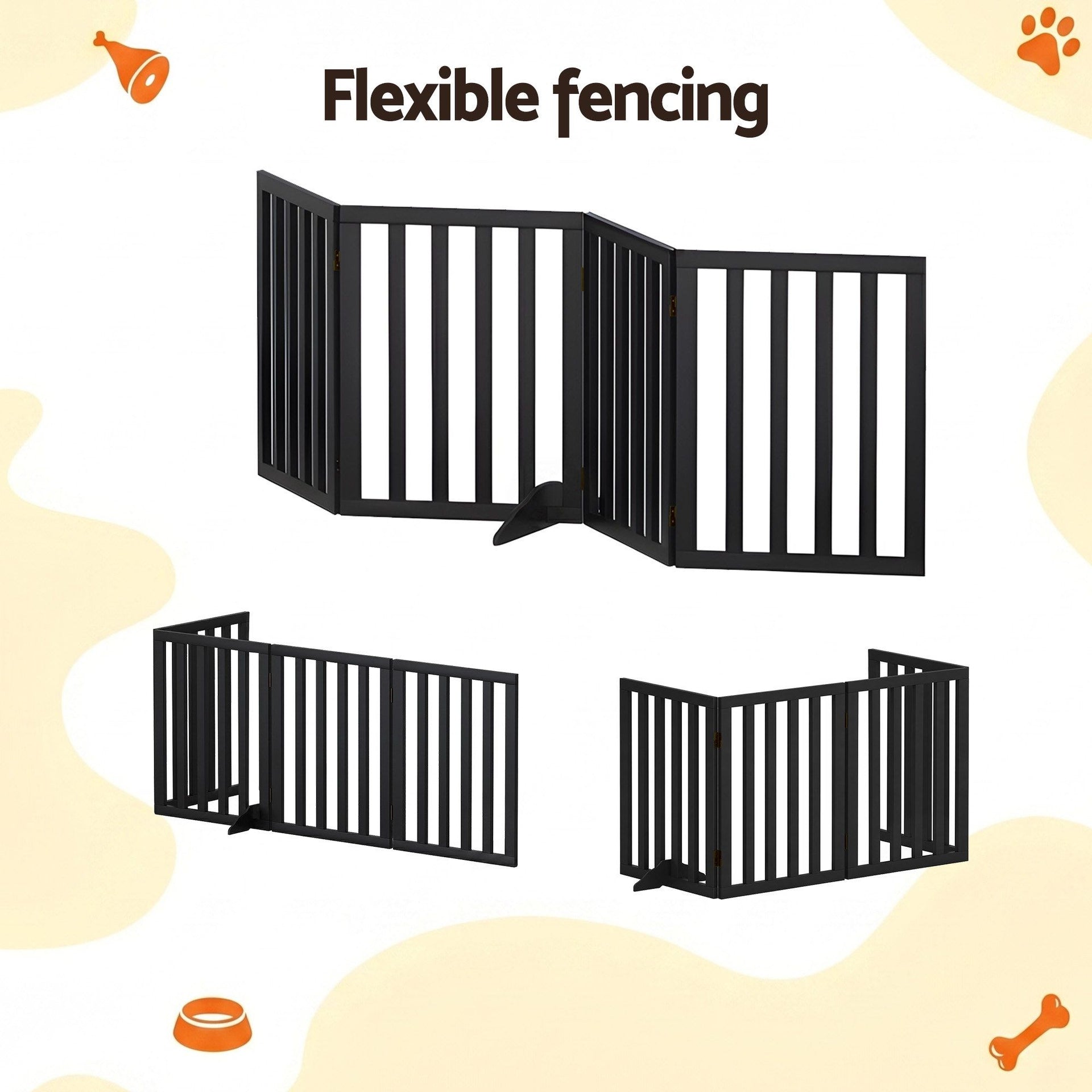 i.Pet Dog Gate Playpen Enclosure 4 Panels Pet Door Fence Wooden Play Pen Stair Awezingly