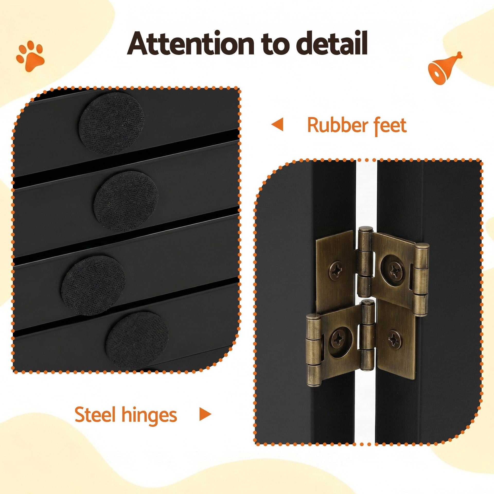 i.Pet Dog Gate Playpen Enclosure 4 Panels Pet Door Fence Wooden Play Pen Stair Awezingly