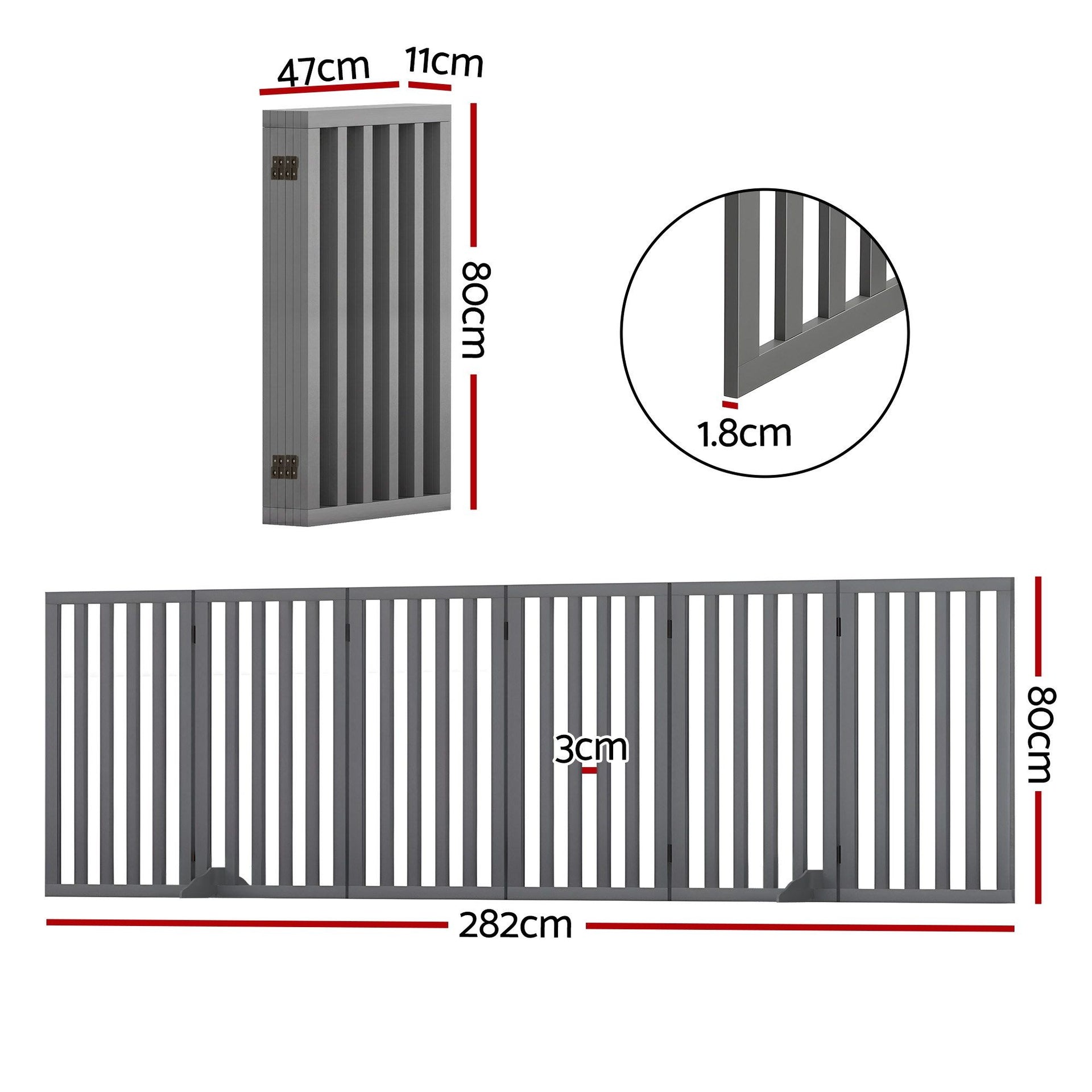 i.Pet Dog Gate Playpen Enclosure 6 Panels Pet Door Fence Wooden Play Pen Stair Awezingly