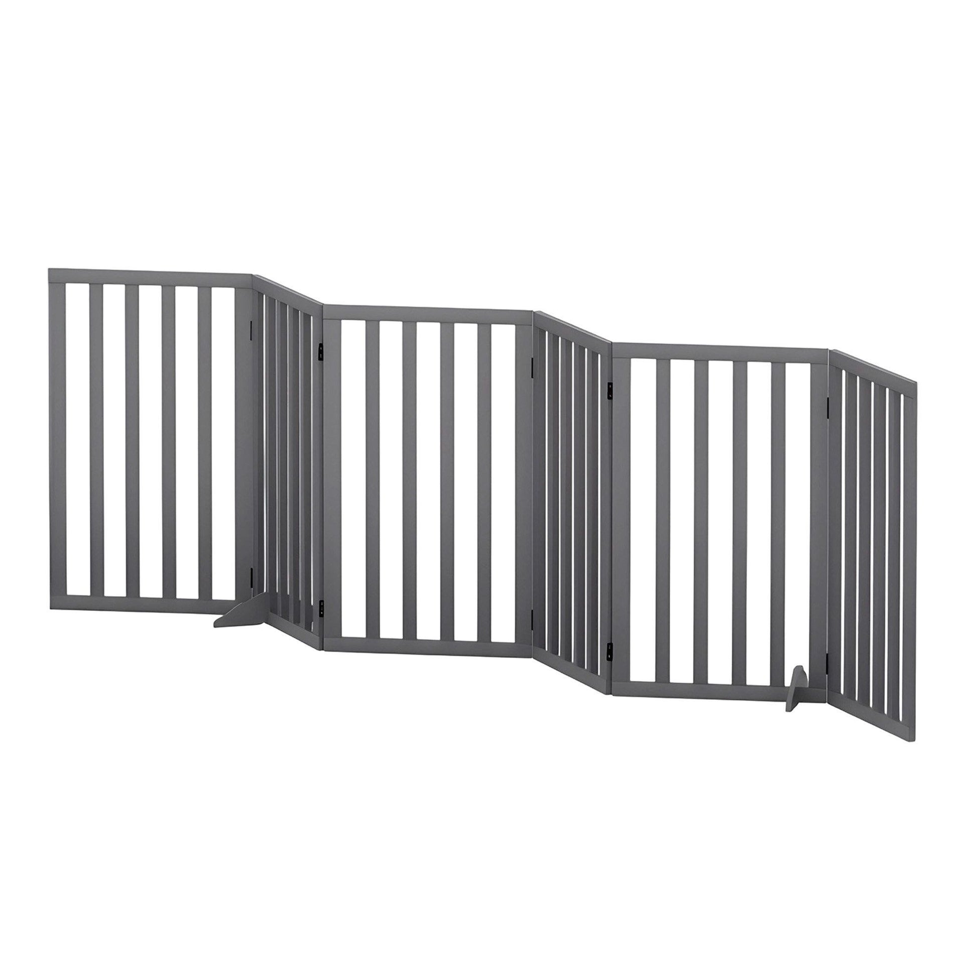 i.Pet Dog Gate Playpen Enclosure 6 Panels Pet Door Fence Wooden Play Pen Stair Awezingly
