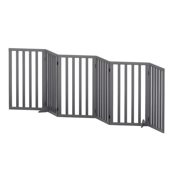 i.Pet Dog Gate Playpen Enclosure 6 Panels Pet Door Fence Wooden Play Pen Stair Awezingly