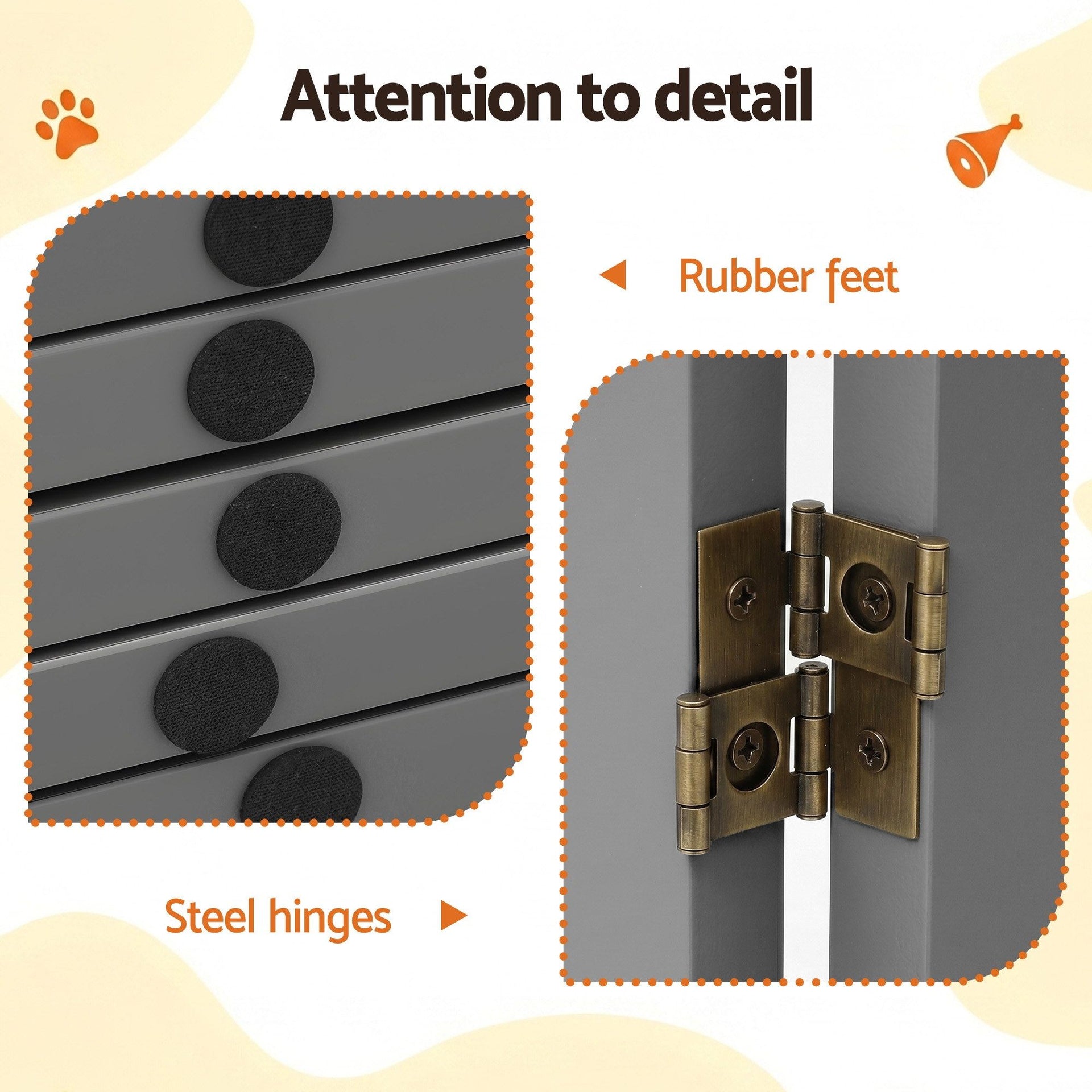 i.Pet Dog Gate Playpen Enclosure 6 Panels Pet Door Fence Wooden Play Pen Stair Awezingly