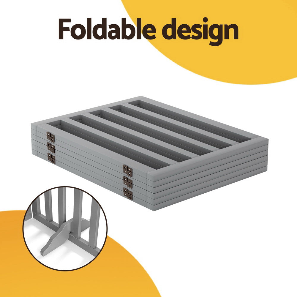 i.Pet Dog Playpen Enclosure 6 Panel Pet Fence Wooden Play Pen i.Pet