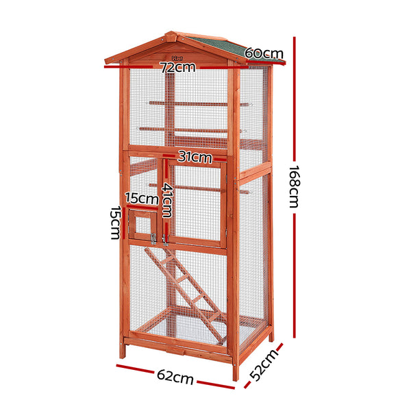 i.Pet Bird Cage 72cm x 60cm x 168cm Pet Cages Large Aviary Parrot Carrier Travel Canary Wooden XL i.Pet