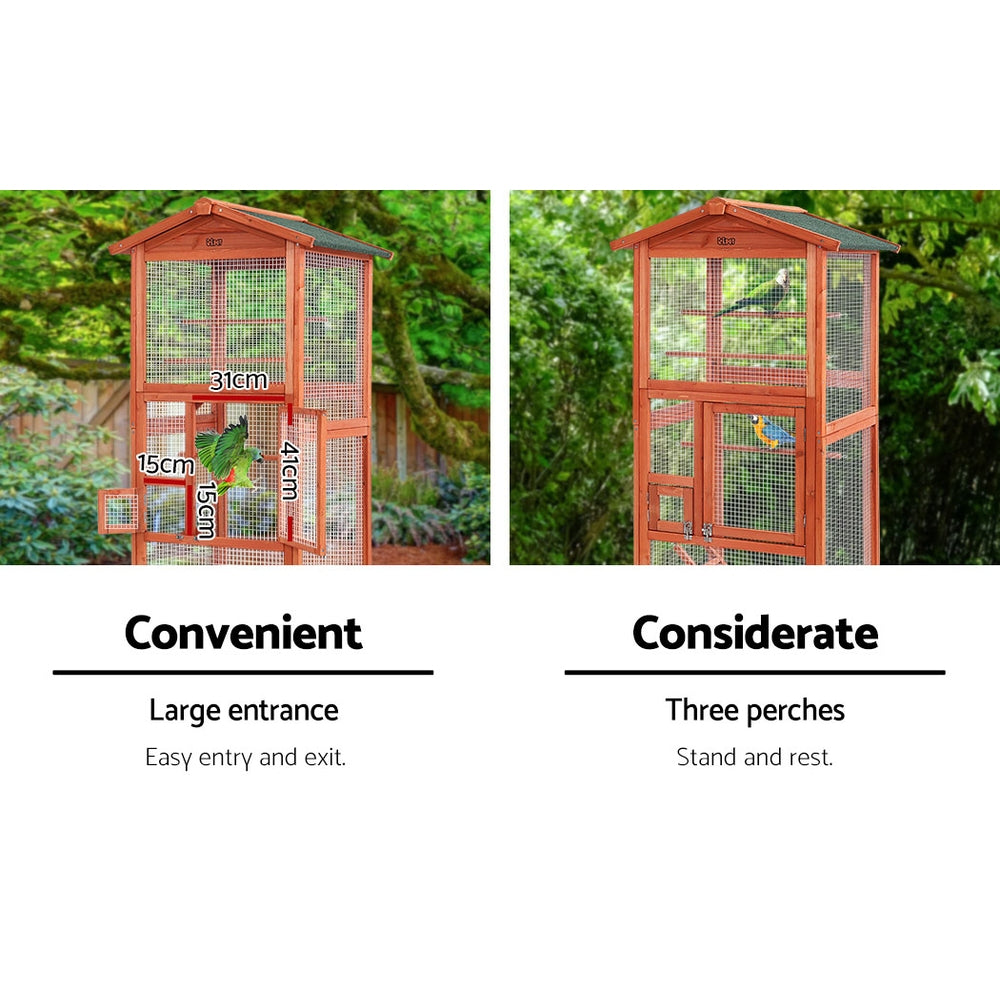 i.Pet Bird Cage 72cm x 60cm x 168cm Pet Cages Large Aviary Parrot Carrier Travel Canary Wooden XL i.Pet