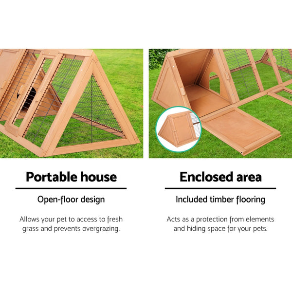 i.Pet Rabbit Hutch Chicken Coop 119cm x 51cm x 44cm Chicken Coop Large Run Wooden Cage Outdoor i.Pet