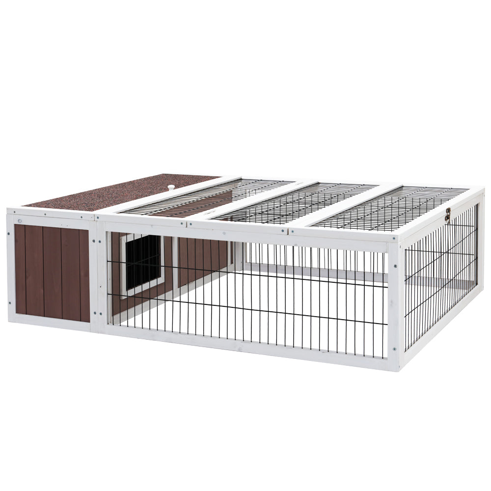 i.Pet Rabbit Hutch 124cm x 90cm x 35cm Chicken Coop Large Outdoor Wooden Run Cage House i.Pet