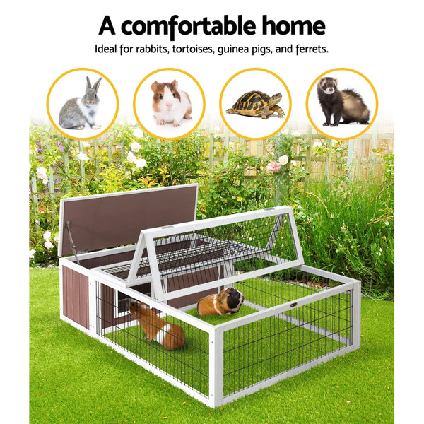 i.Pet Rabbit Hutch 124cm x 90cm x 35cm Chicken Coop Large Outdoor Wooden Run Cage House i.Pet