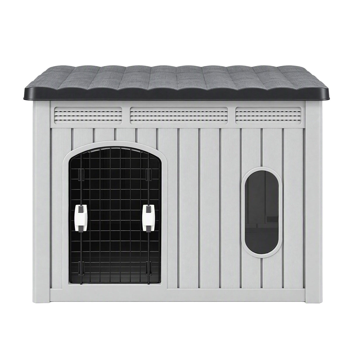 i.Pet 109cm Large Dog House Outdoor Pet Kennel with Metal Door Grey Awezingly