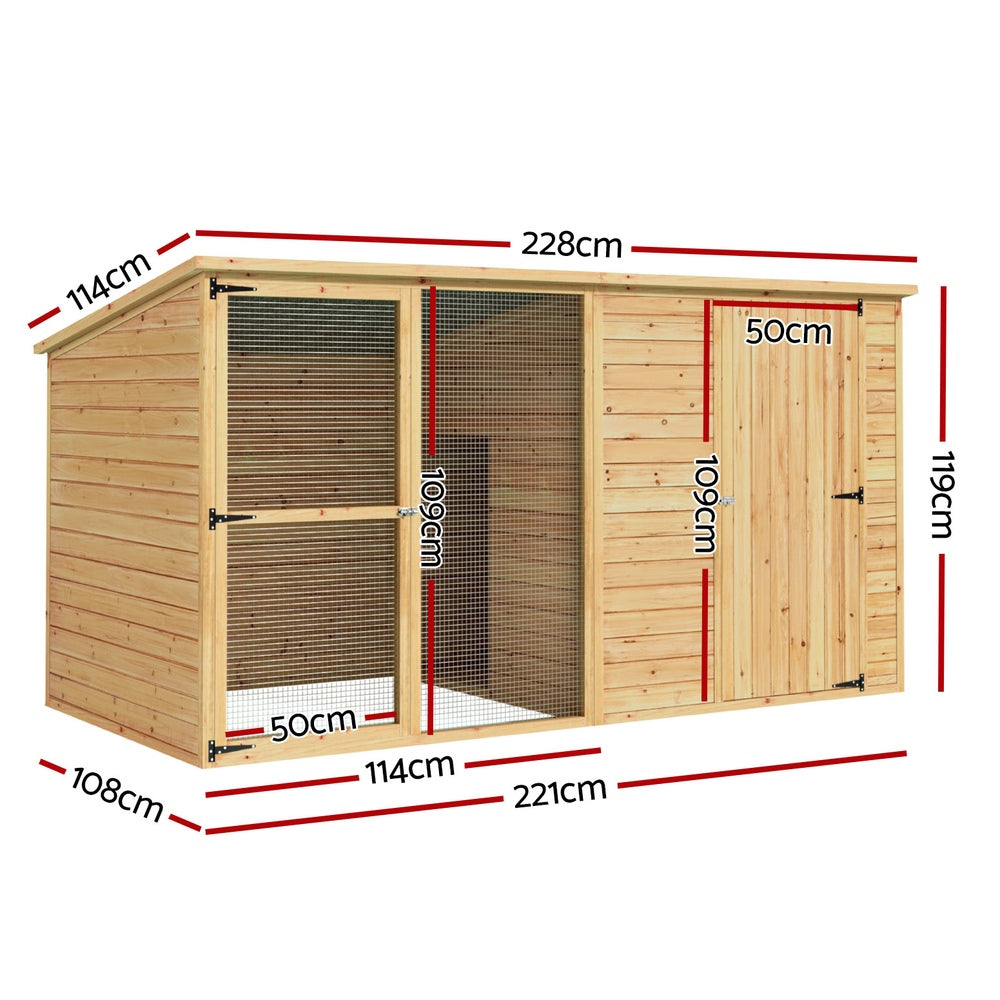 i.Pet Dog Kennel Extra Large 2.28M Wooden House Bed Outdoor Pet Puppy Cabin Log i.Pet