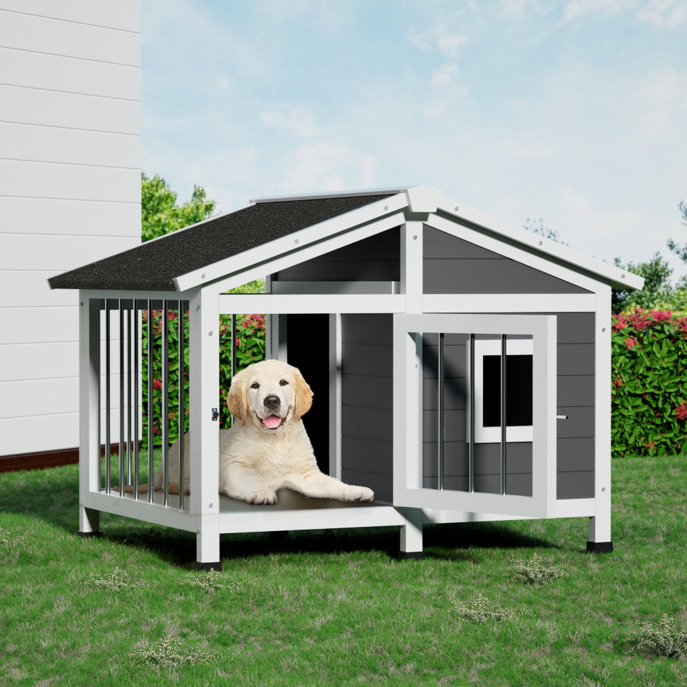 i.Pet Dog Kennel House Large Wooden Outdoor Pet Kennels Indoor Puppy Cabin Home i.Pet
