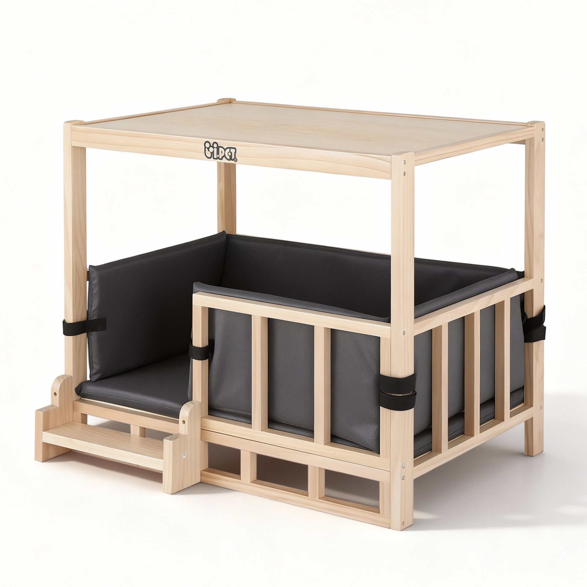 i.Pet 2in1 Dog Kennel Crate Furniture Grey Bedding Wooden House Indoor Awezingly