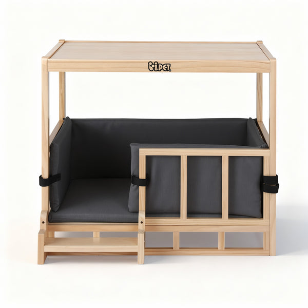 i.Pet 2in1 Dog Kennel Crate Furniture Grey Bedding Wooden House Indoor Awezingly