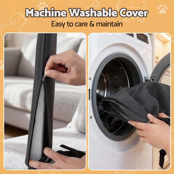 i.Pet 2in1 Dog Kennel Crate Furniture Grey Bedding Wooden House Indoor Awezingly