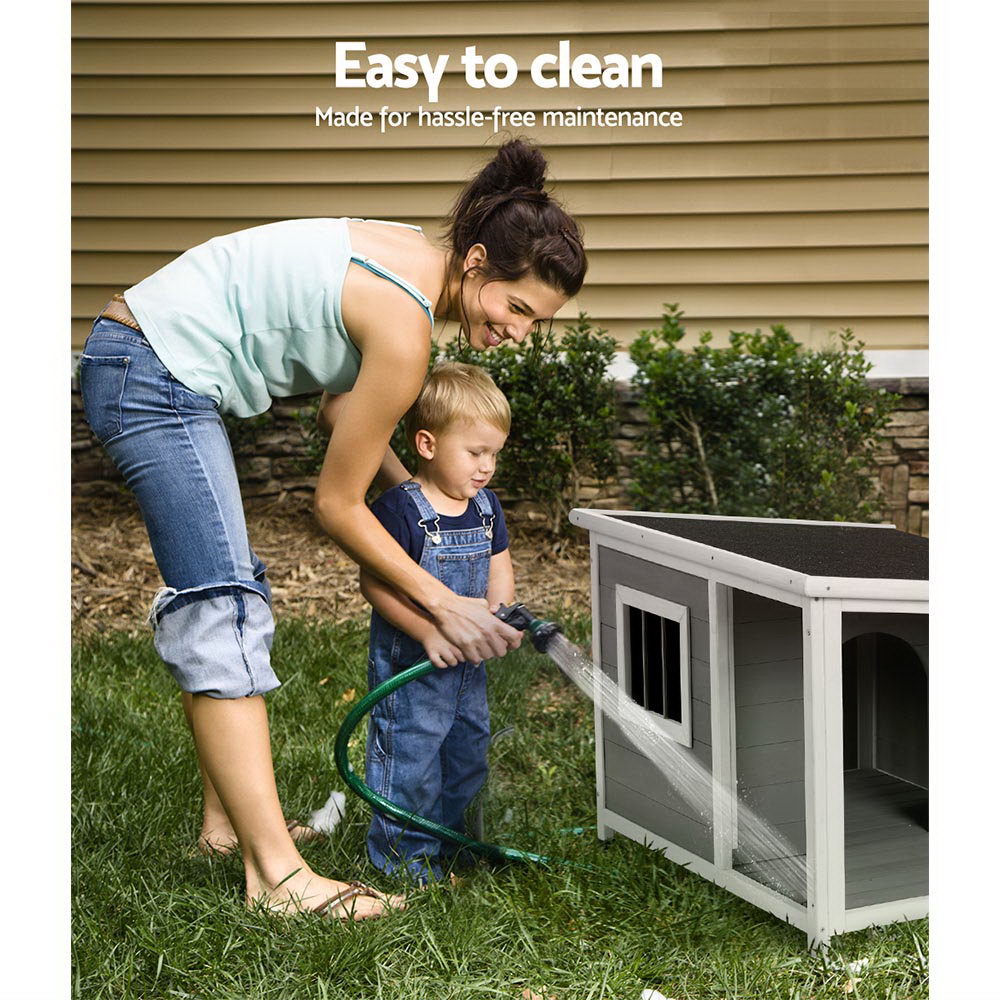 i.Pet Dog Kennel House Large Wooden Outdoor Pet Kennels Indoor Puppy Cabin Log i.Pet