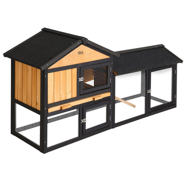 i.Pet Chicken Coop Rabbit Hutch 165cm x 43cm x 86cm Chicken Coop Large Run House Cage Wooden Outdoor i.Pet