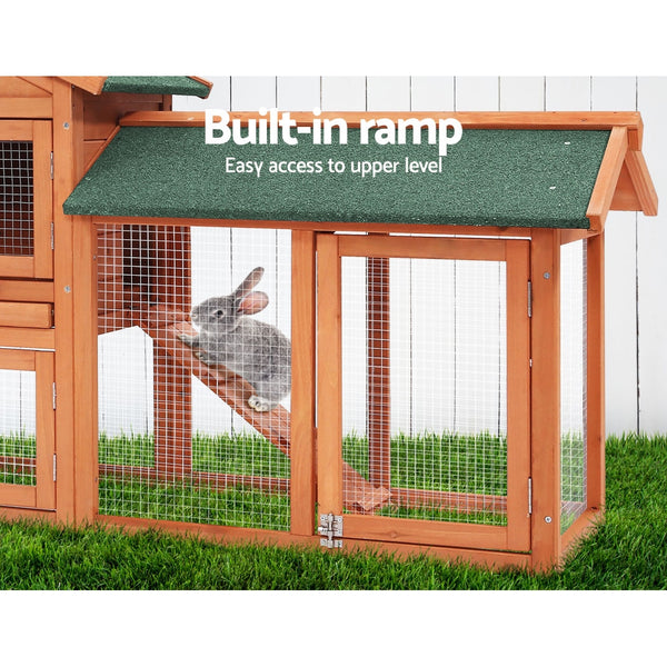 i.Pet Chicken Coop Rabbit Hutch 220cm x 44cm x 84cm Large Chicken Coop Run Wooden Outdoor Cage House i.Pet