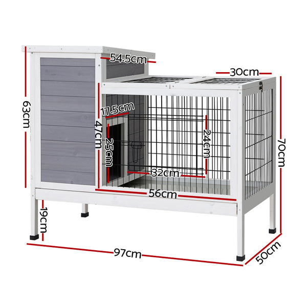 i.Pet Rabbit Hutch Chicken Coop 97cm x 49cm x 86cm Chicken Coop Large Run Wooden Outdoor Cage House i.Pet