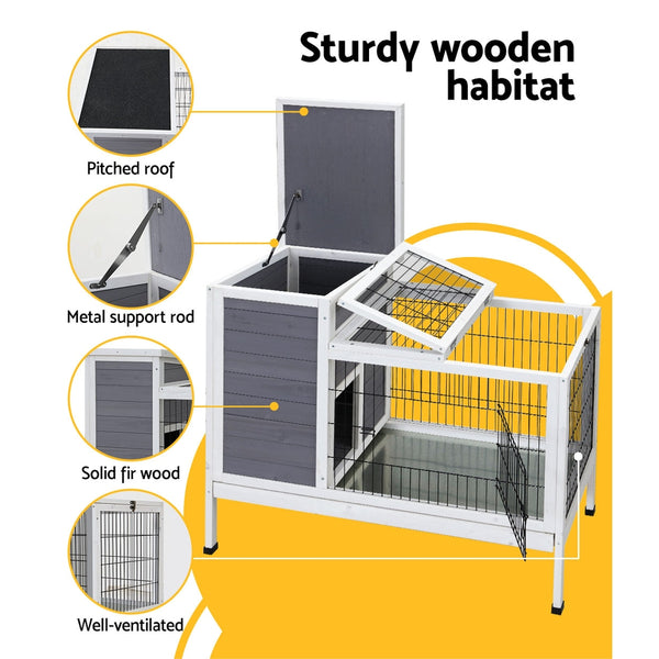 i.Pet Rabbit Hutch Chicken Coop 97cm x 49cm x 86cm Chicken Coop Large Run Wooden Outdoor Cage House i.Pet