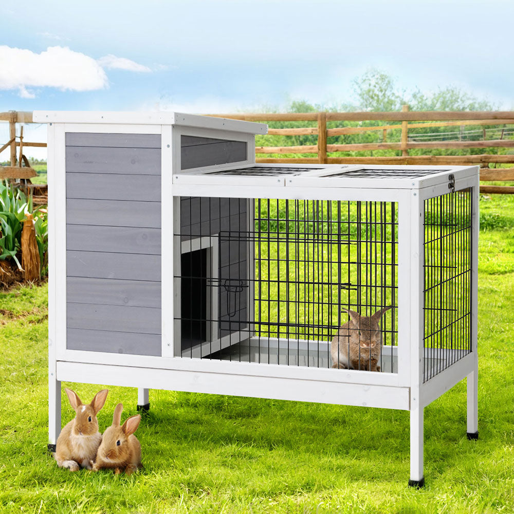 i.Pet Rabbit Hutch Chicken Coop 97cm x 49cm x 86cm Chicken Coop Large Run Wooden Outdoor Cage House i.Pet