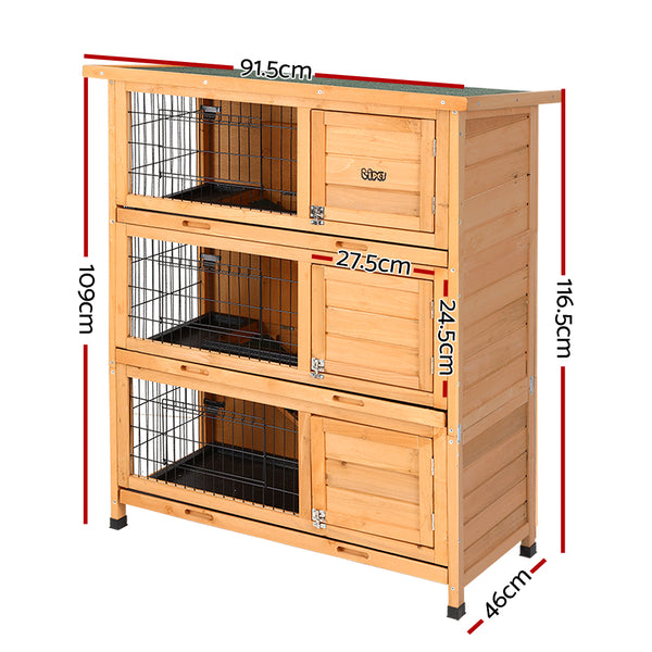 i.Pet Rabbit Hutch Chicken Coop 91.5cm x 46cm x 116.5cm Chicken Coop Large House Cage Run Wooden Outdoor i.Pet