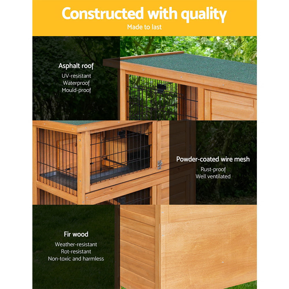 i.Pet Rabbit Hutch Chicken Coop 91.5cm x 46cm x 116.5cm Chicken Coop Large House Cage Run Wooden Outdoor i.Pet