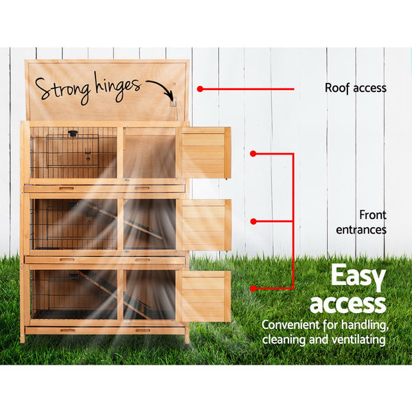 i.Pet Rabbit Hutch Chicken Coop 91.5cm x 46cm x 116.5cm Chicken Coop Large House Cage Run Wooden Outdoor i.Pet