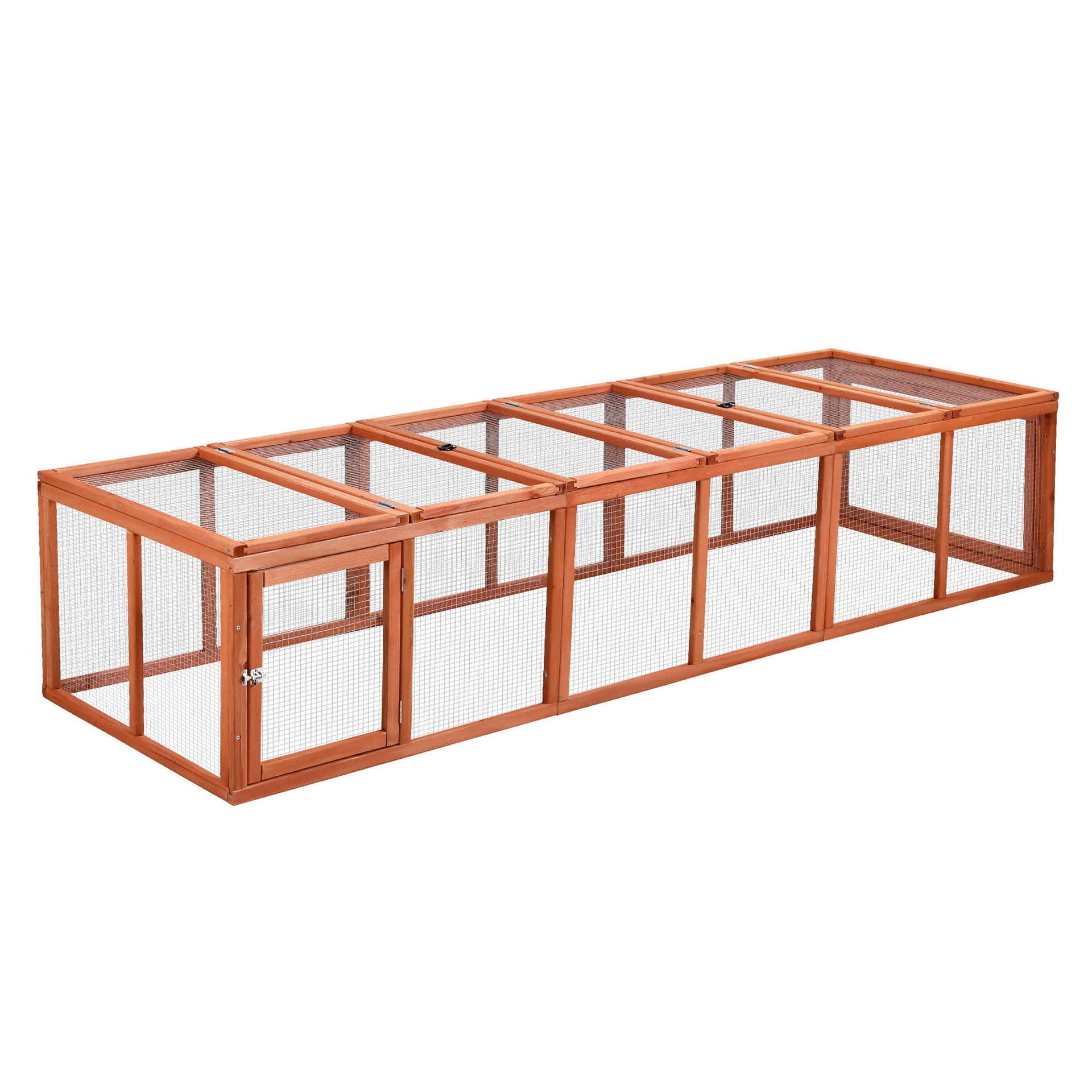 i.Pet Chicken Coop Wooden Pet Run Rabbit Hutch Large Outdoor Cage with Play Area Brown Awezingly