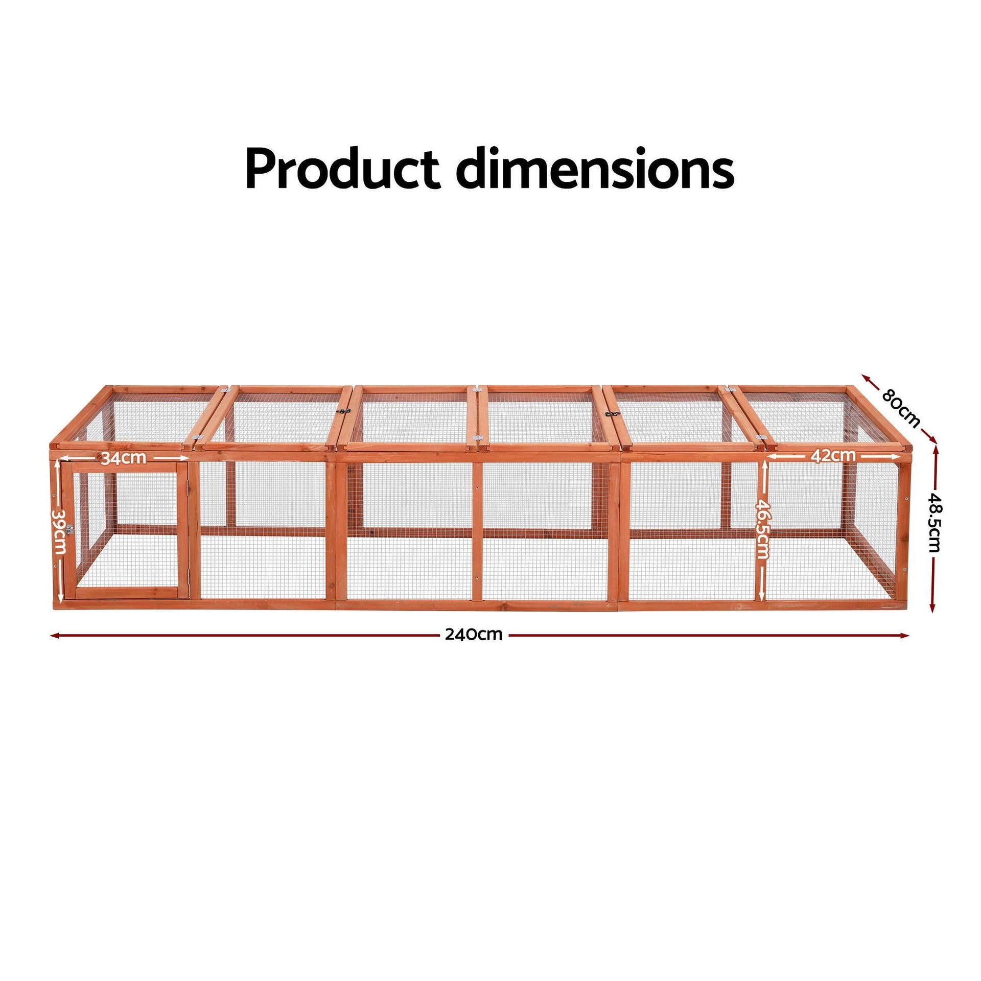 i.Pet Chicken Coop Wooden Pet Run Rabbit Hutch Large Outdoor Cage with Play Area Brown Awezingly