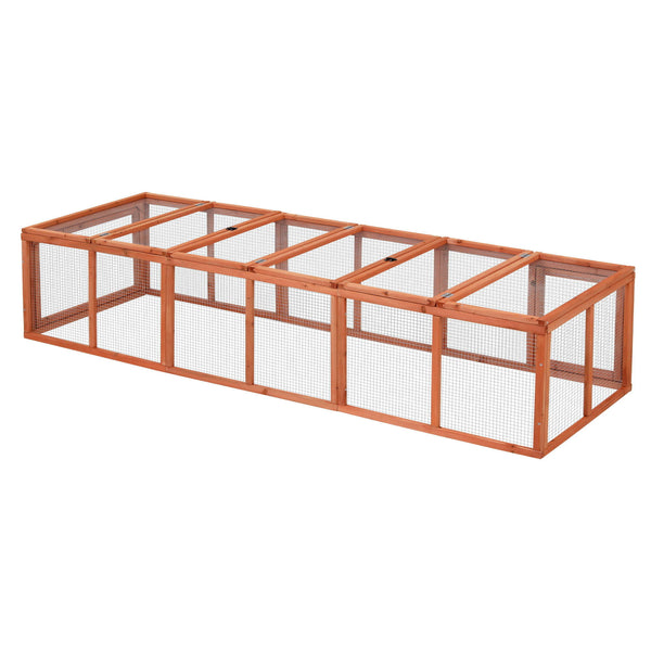i.Pet Chicken Coop Wooden Pet Run Rabbit Hutch Large Outdoor Cage with Play Area Brown Awezingly