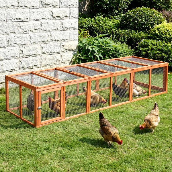 i.Pet Chicken Coop Wooden Pet Run Rabbit Hutch Large Outdoor Cage with Play Area Brown Awezingly