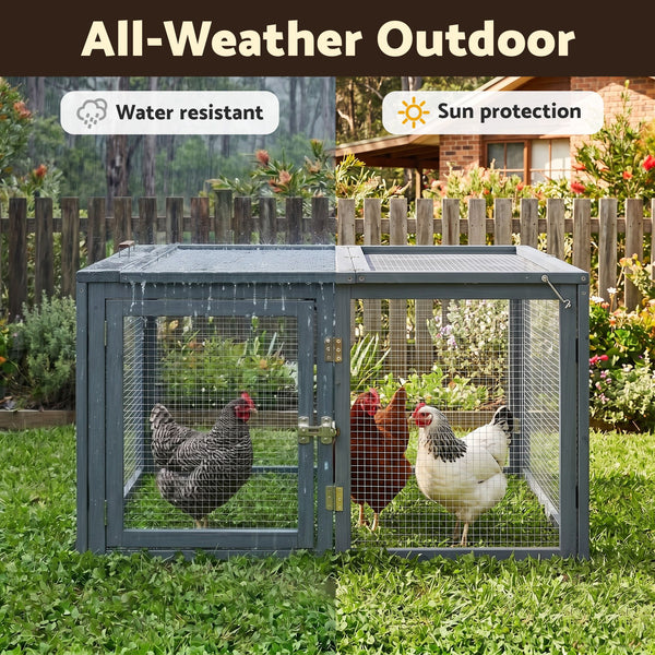 i.Pet Chicken Coop Large Portable Wooden Rabbit Run Cage Hutch Outdoor Folding Hen House 110cm Awezingly