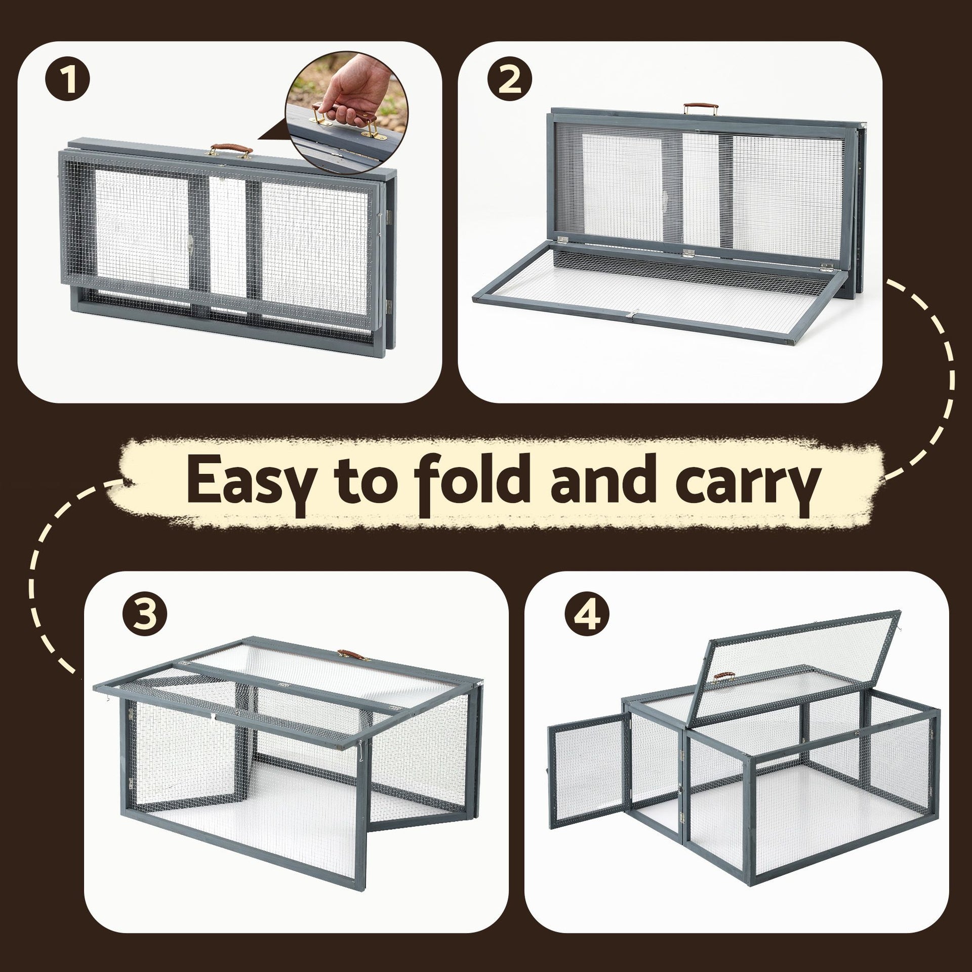 i.Pet Chicken Coop Large Portable Wooden Rabbit Run Cage Hutch Outdoor Folding Hen House 110cm Awezingly